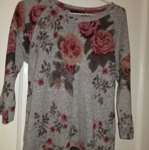 Gray and Burgundy floral sweater UK 8EUR 36